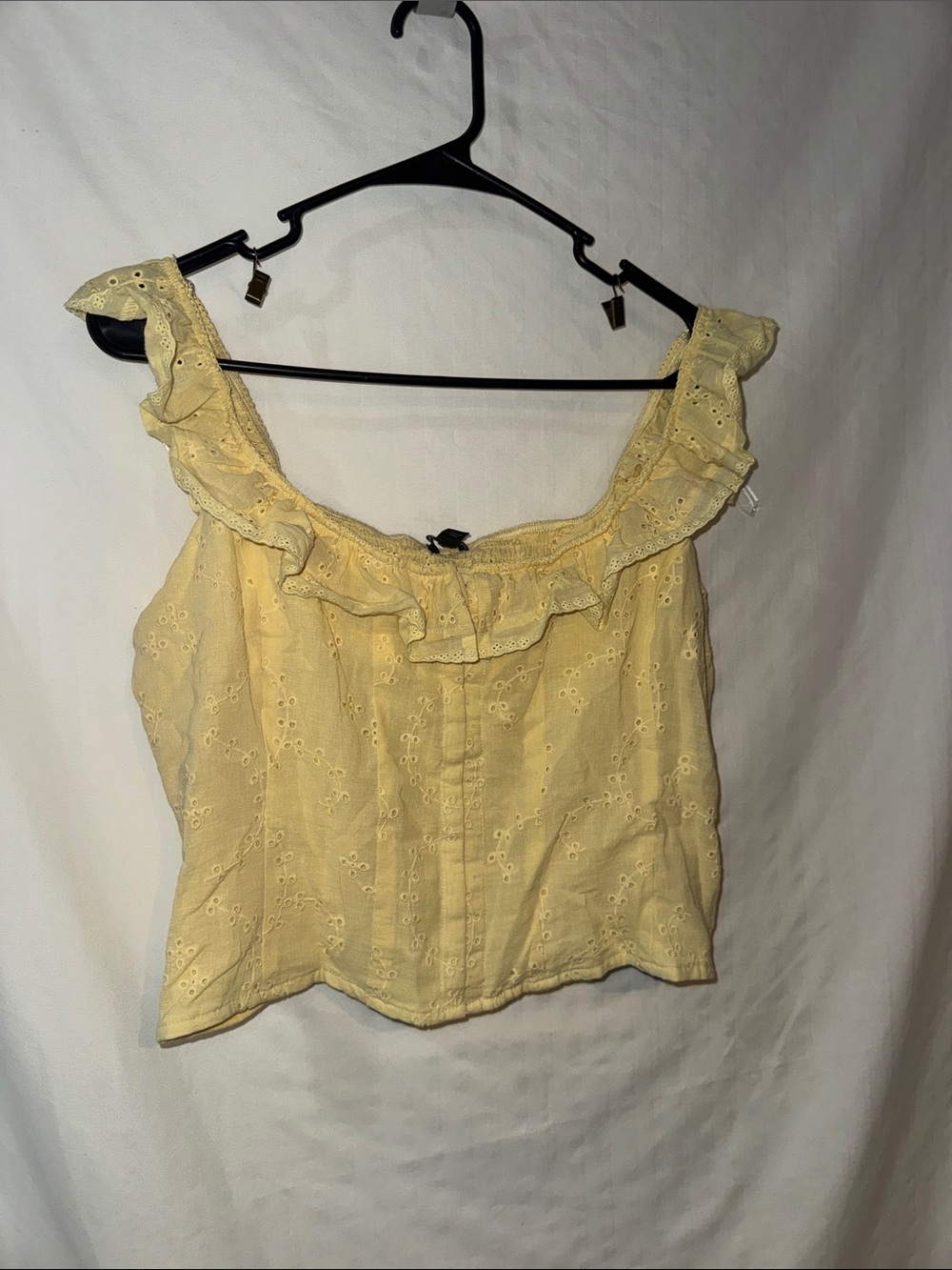 wild fable Yellow Eyelet Ruffle Camisole